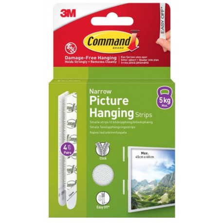 3M pildiriputusribad Command Strips Narrow 4tk, valge