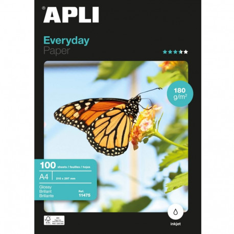 Fotopaber APLI A4 Everyday Paper 180g, glossy,100 lehte pakis