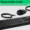 HP 225 G2 USB Wired Mouse Keyboard Combo, Copilot Key - Black - US ENG