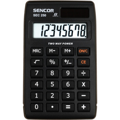 The SENCOR SEC 250 is a compact desktop calculator designed for basic mathematical 