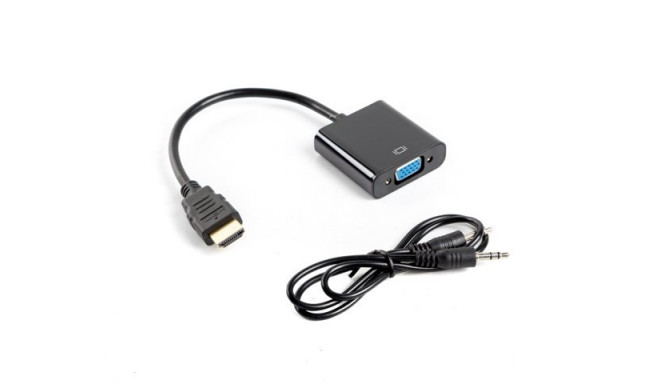 HDMI-A (M) -> VGA (F) + audio adapter on the cable