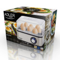 Adler AD 4486 egg cooker 8 egg(s) 800 W Black Satin steel Transparent