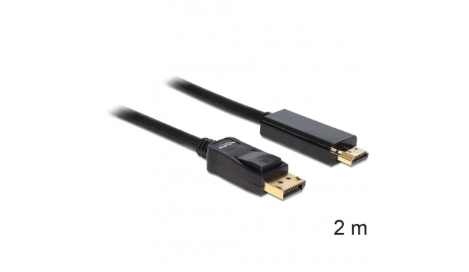 Displayport - HDMI kaabel 2.0m, must (sign suund DP>HDMI)