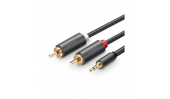 UGREEN AV102 2x RCA kaabel (Cinch) 3,5 mm 1,5m (must)