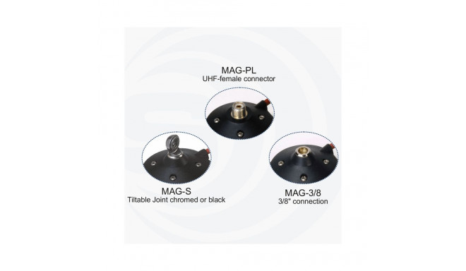 Sirio PM-100 PL Power Mag magnetic mount Ø 92mm, 3,6m RG58 cable, UHF plug
