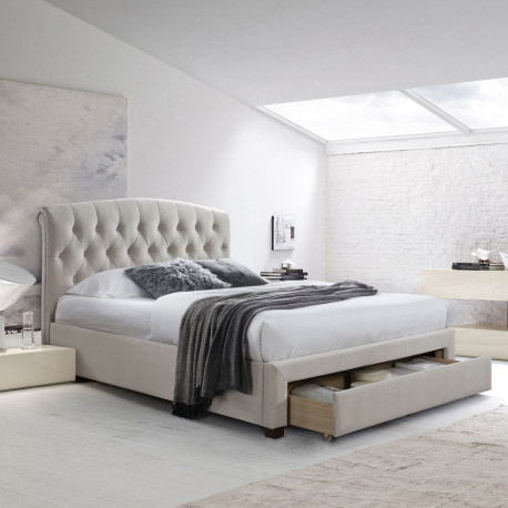 Bed NATALIA with mattress HARMONY TOP 160x200cm, champagne
