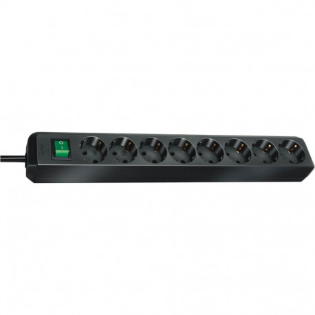 Eco-Line Steckdosenleiste 8-fach (schwarz, 3 Meter)