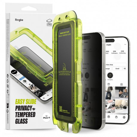 Ringke Easy Slide 2-pack Privacy Glass for iPhone 17 - Black