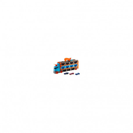Hot Wheels 2-in-1 Racetrack Transporter Toy Vehicle (Blue/Orange)