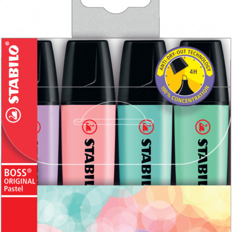 Helestusmarker Stabilo BOSS ORIGINAL 2+5 mm, 4 pastellvärvi/kmpl (113,116,129,155)