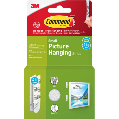 3M pildiriputusribad Command Strips Small 4tk, valge