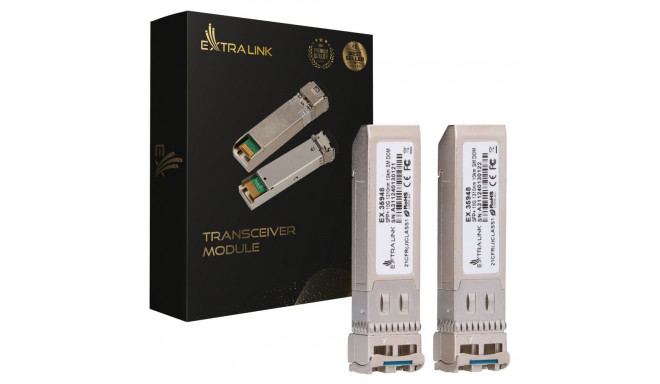 Extralink SFP+ 10G 1310nm 2-pack SFP+ moodul üherežiimiline, LC, 10 km, spetsiaalne HP/ARUBA jaoks