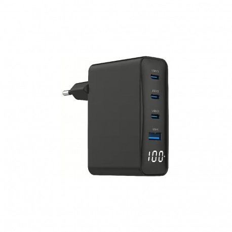Gembird TA-UC-PDQC100LCD-01-BK Universal Charger USB / USB-B / 100W