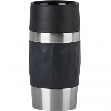 Emsa TRAVEL MUG Compact thermal mug (black/stainless steel, 0.3 liters, screw cap)