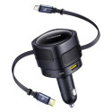 Baseus Enjoyment Max 90W Car Charger 2x USB-C + USB-C and Lightning Cable - Black