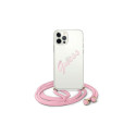 Guess Script Vintage iPhone 12 Pro Max 6.7" Case - Pink