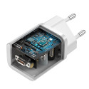 Baseus Si USB-C 25W 3A fast charger with USB-C / USB-C 1m cable - white