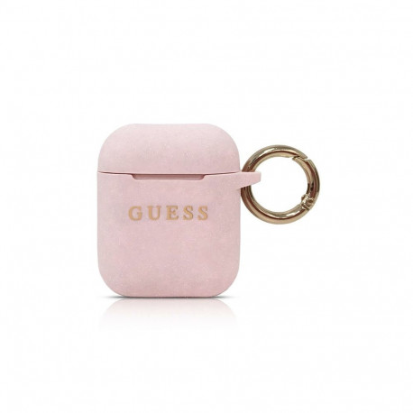 Guess GUACCSILGLLP AirPods cover light pink / pink Silicone Glitter