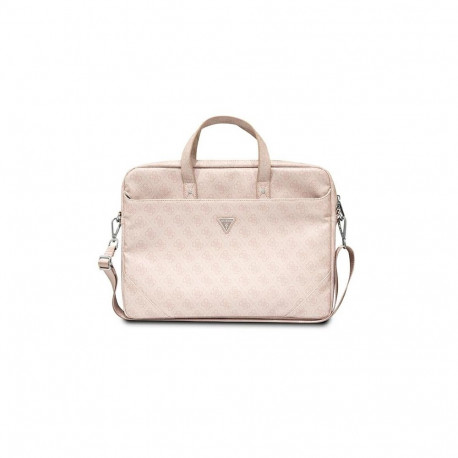 Guess Saffiano 4G Triangle Logo bag for a 16'' laptop - pink