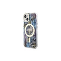 Guess Leopard MagSafe case for iPhone 14 - blue