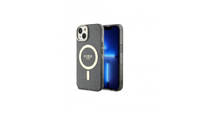Guess Glitter Gold MagSafe case for iPhone 14 - black