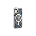 Guess Leopard MagSafe case for iPhone 14 - blue