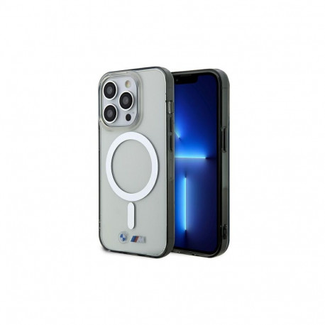 Case BMW BMHMP14LHCRS iPhone 14 Pro 6.1" transparent hardcase Silver Ring MagSafe