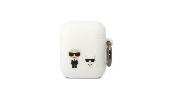 Karl Lagerfeld KLACA2SILKCW AirPods 1/2 cover white/white Silicone Karl & Choupette