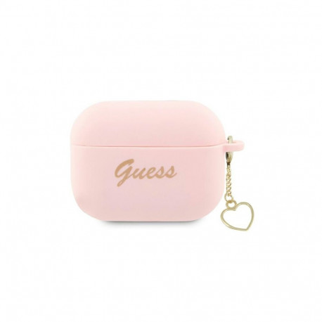Guess GUAP2LSCHSP AirPods Pro 2 cover pink/pink Silicone Charm Heart Collection