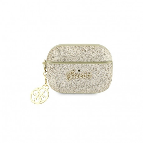 Guess GUAP2GLGSHD AirPods Pro 2 cover gold/gold Glitter Flake 4G Charm