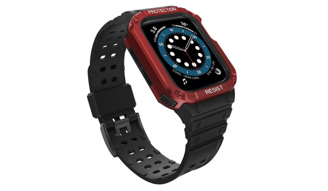 Protect Strap Band for Apple Watch 42/44/45mm Armored Case Strap - Black, Red