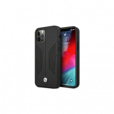 BMW Leather Perforated Sides Case for iPhone 12 / iPhone 12 Pro - Black