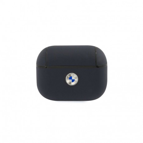 BMW Genuine Leather Silver Logo AirPods Pro Case - Navy Blue