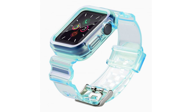 Silicone Band Strap Bracelet Case Strap Light Set for Apple Watch 44mm - Blue