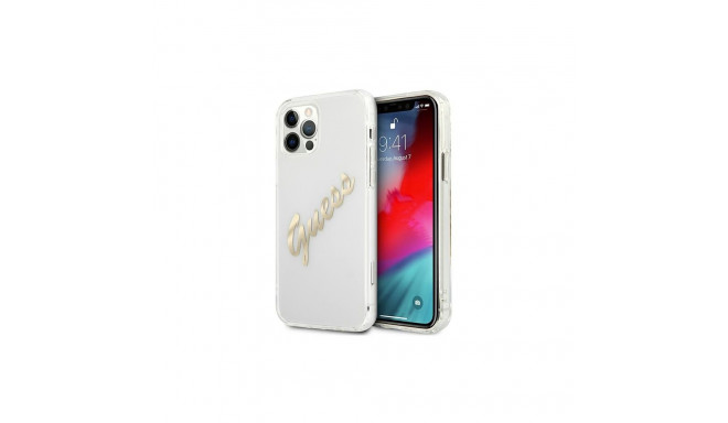 Guess GUHCP12LKTRSVGO iPhone 12 Pro Max 6.7" Transparent hardcase Vintage Script Gold