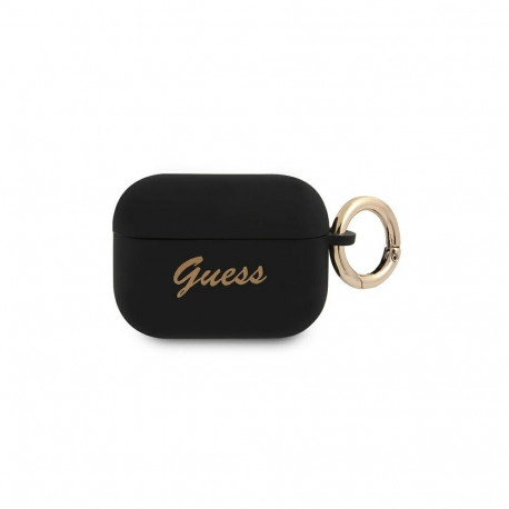 Guess GUAPSSSK AirPods Pro cover black/black Silicone Vintage Script