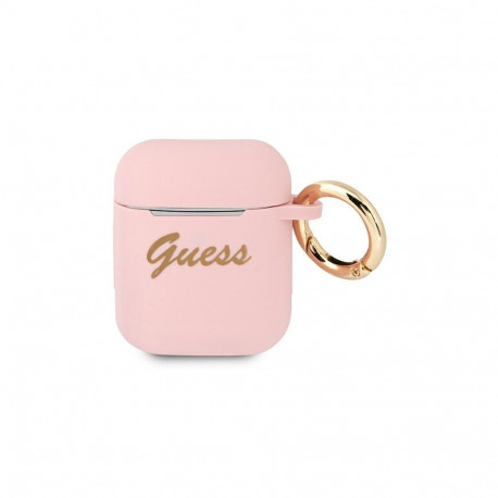 Guess GUA2SSSI AirPods cover pink/pink Silicone Vintage Script