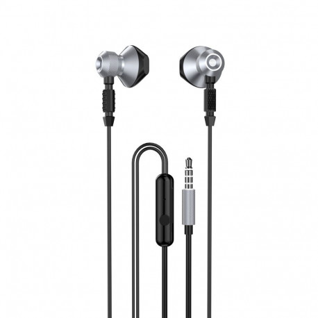 Dudao earphones X2C-Gray Metal Wired Earbuds 3.5mm, grey