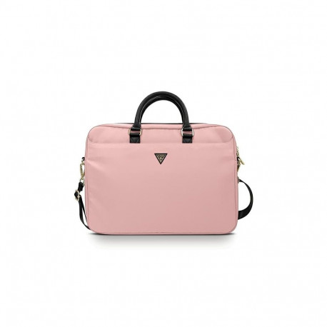Guess Nylon Triangle Logo bag for a 16" laptop - pink