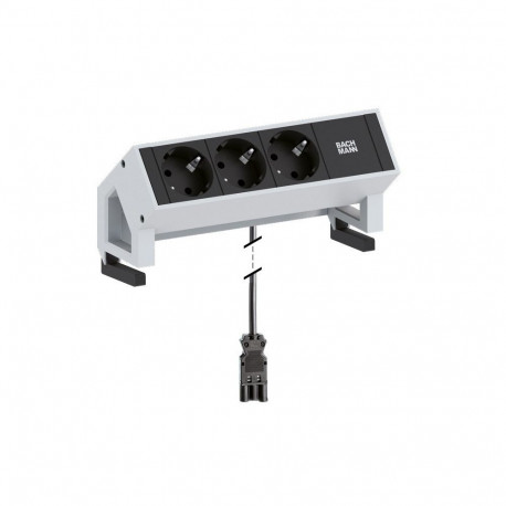 Bachmann Desk2 pistikupesa 3 x tüüp F must, roostevaba teras