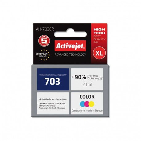 Activejet AH-703CR Ink (replacement for HP 703 CD888AE; Premium; 21 ml; colour)