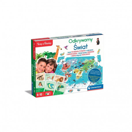 Gra edukacyjna Puzzle Quizy Zwierzęta Odkrywamy Świat Uczę się Bawiąc Język Polski Clementoni 50779