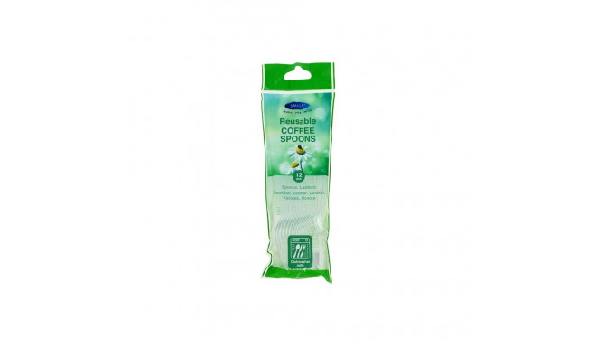 Spoons SMILE plastic, white, 12pcs