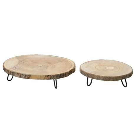 Set of trays KSD Wood Circular Ornamental 2 Pieces