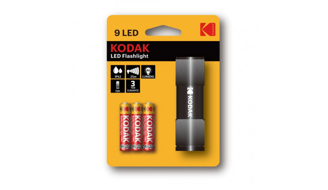 Kodak 9-LED taskulamp+ 3 AAA, must
