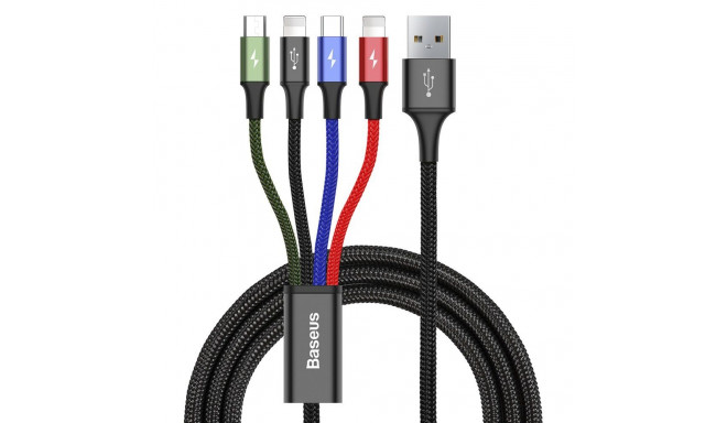 Baseus cable USB 4in1 2x Lightning / USB Type C / micro USB cable in nylon braid 3.5A 1.2m black (CA
