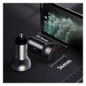 Baseus car charger 2x USB 4.8A 24W with LCD gray (CCBX-0G)