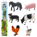 mini figuuride komplekt lehm hobune siga koer kukk hani 3-5cm 6tk