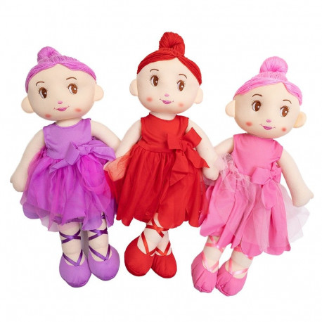 A soft, plush companion featuring a delicate pink tulle tutu, satin ballet slippers, and a sweet emb