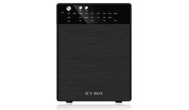 The ICY BOX IB-RD3640SU3 is an external 4-bay RAID storage system designed for 3.5-